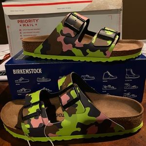 Birkenstock Arizona camo lime 9 narrow new